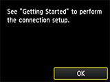 USB connection screen: See Getting Started to perform the connection setup